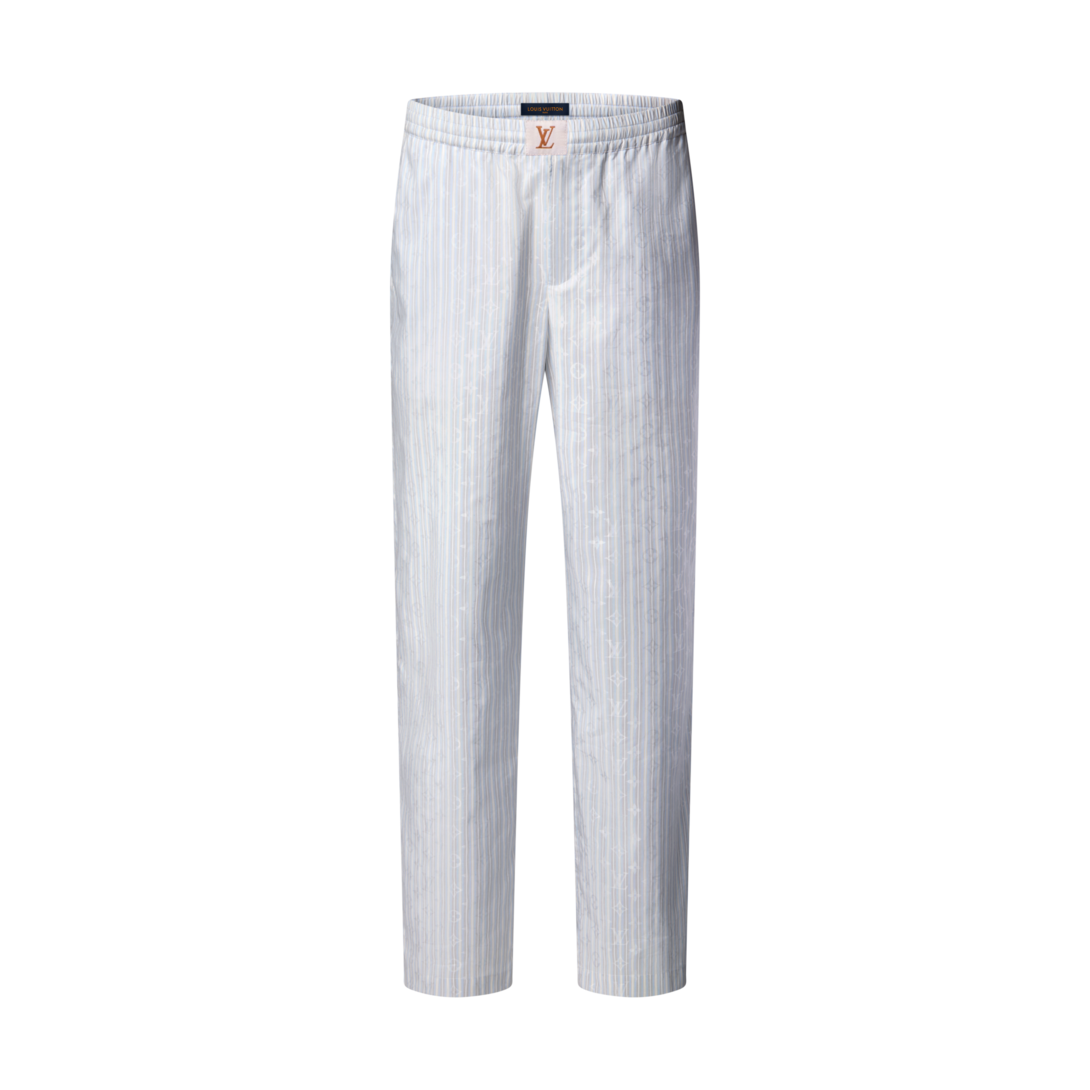 Monogram Striped Casual Drawstring Pants - Men - Ready-to-Wear